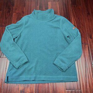 L. L. Bean Henley Fleece Funnelneck Pullover Teal/Deep Turquoise Woman Large Reg